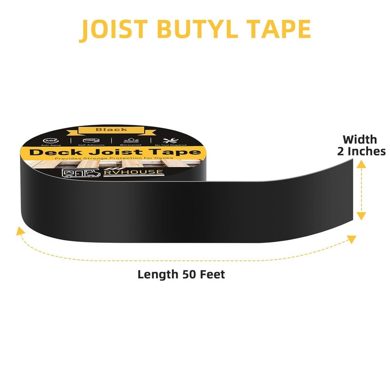 Rvhouse Deck Joist Tape 2 Inch x 50 Feet Waterproof Butyl Sealant Tape for Deck Protection Ideal RV Sealant Essential for Outdoor Wood Construction and Maintenance (DJ701) - Image 2
